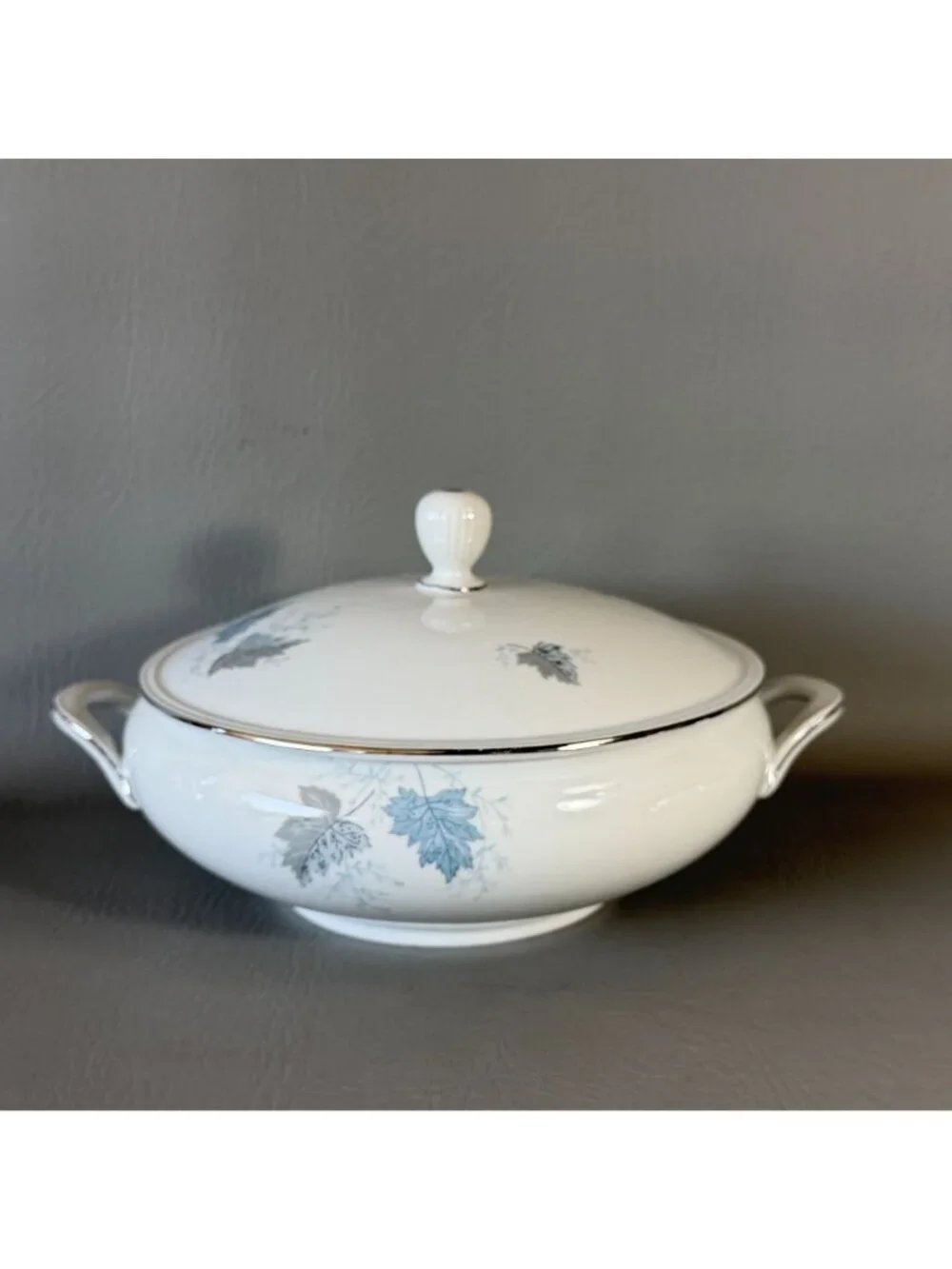 Seltmann Weiden Monika Blue Leaves Covered Serving Dish West Germany Porcelain